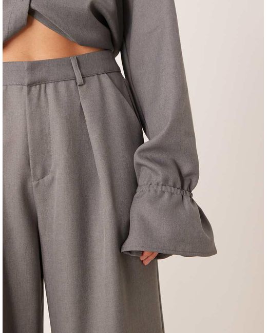 SNDY'S Gray Pleat Front Tailored Trousers Co-ord