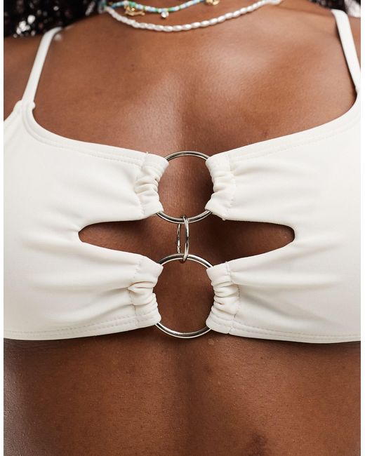 Brave Soul Brown Metal Ring Detail Bikini Top