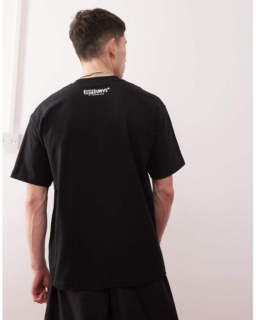 Aape By A Bathing Ape Black Aape By A Bathing Ape Logo Union T-shirt for men