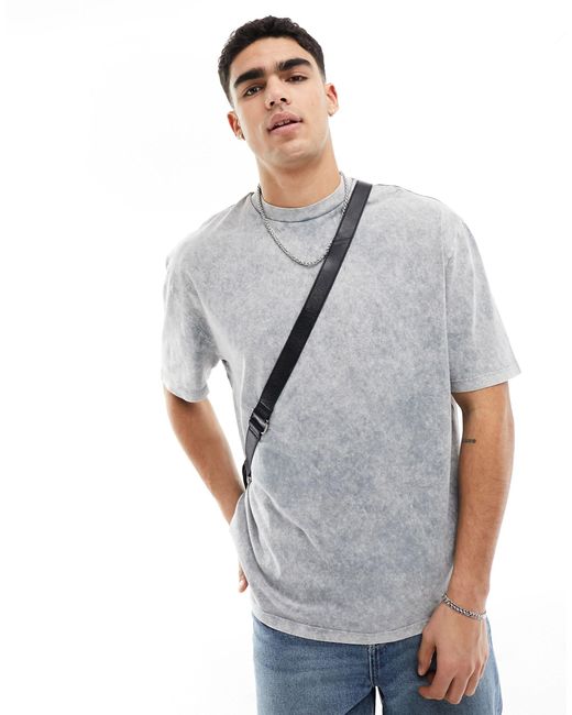 T-shirt oversize slavato con stampa celestiale sul retro di ASOS in Gray da Uomo