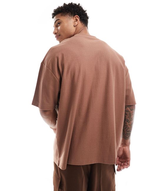 ASOS – locker geschnittenes bouclé-t-shirt in Brown für Herren