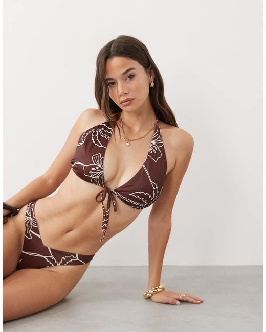 ASOS Multicolor Fuller Bust Brogan High Apex Triangle Bikini Top