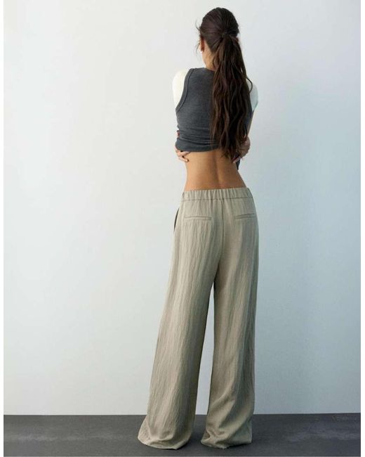 Pull&Bear Green Darted Smart Trousers