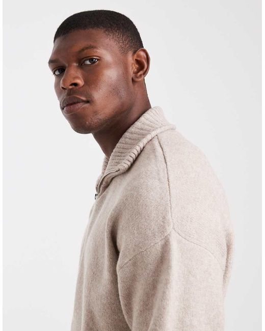 Jack & Jones Natural Fluffy Quarter Zip Jumper for men