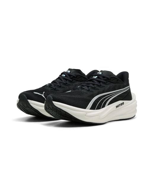 PUMA White Deviate Nitro 4 Running Trainers