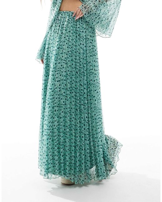 ASOS Green Volume Pleated Co-ord Maxi Skirt