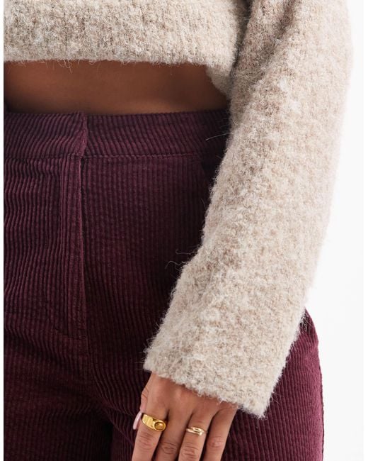 ASOS White Super Wide Cord Trousers With Tab Details