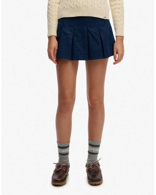 Superdry Blue Mini Pleated Skort