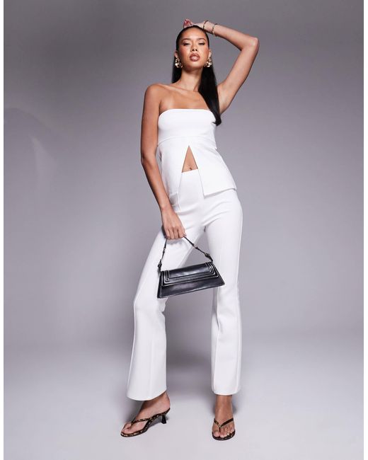 ASOS White Co-ord Ponte Structured Split Front Longline Bandeau