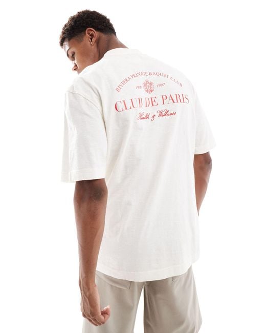 T-shirt à imprimé club River Island pour homme en coloris White