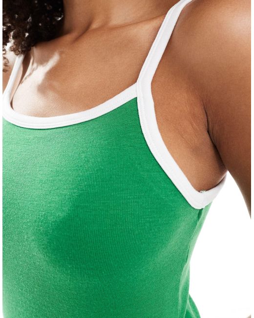 Pieces Green Sport Core Mini Dress With Contrast Trim