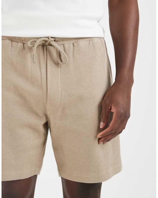 ASOS Natural Slim Textured Fit Jersey Short for men