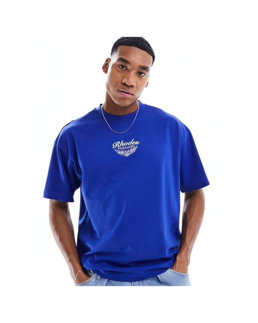 Camiseta holgada con estampado gráfico Cotton On de hombre de color Blue