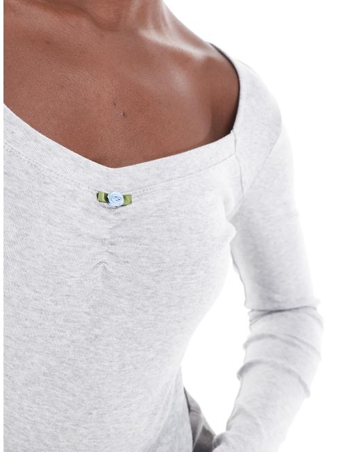 Cotton on - crop top manches longues à encolure carrée Cotton On en coloris White