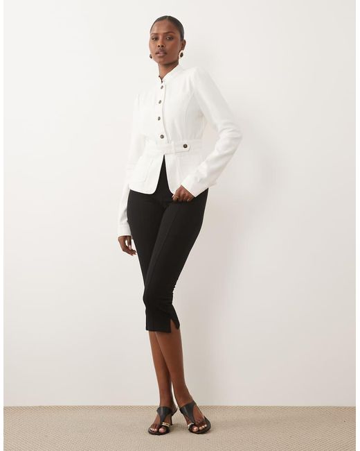 Lioness White Brooklyn Mandarin Collar Denim Utility Jacket Co-ord