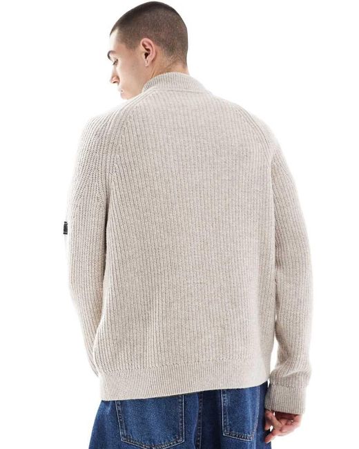 Barbour Gray Chester Funnel Knit Jumper for men