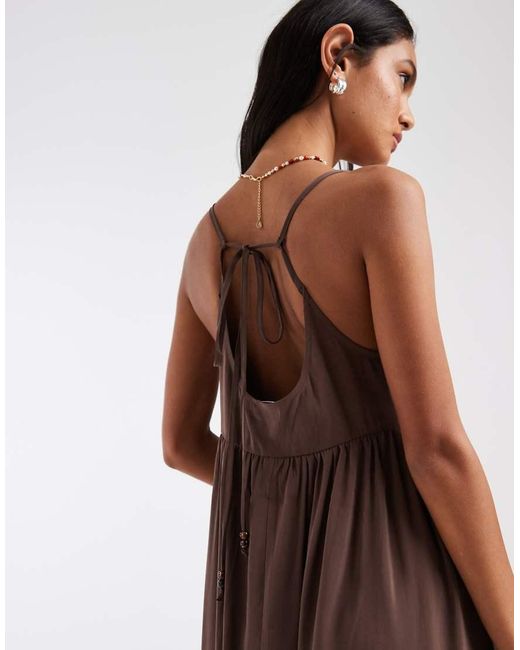 ONLY Brown V-neck Maxi Dress