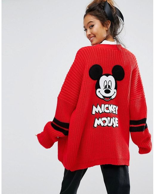 Lazy Oaf Red X Disney Mickey Mouse College Cardigan