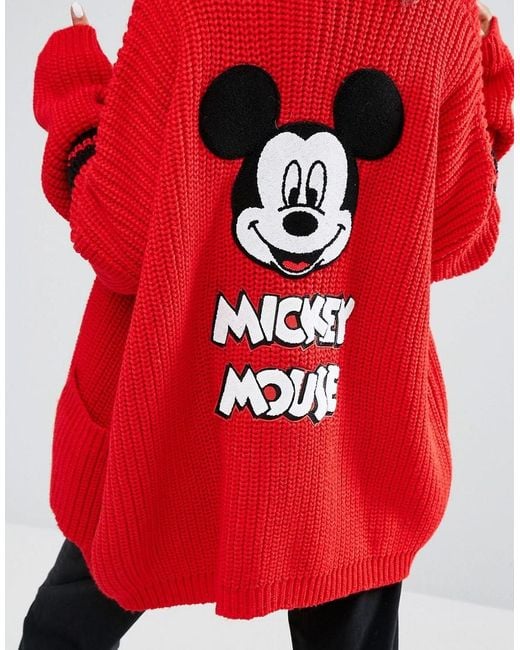 Lazy Oaf X Disney Mickey Mouse College Cardigan in Red Lyst