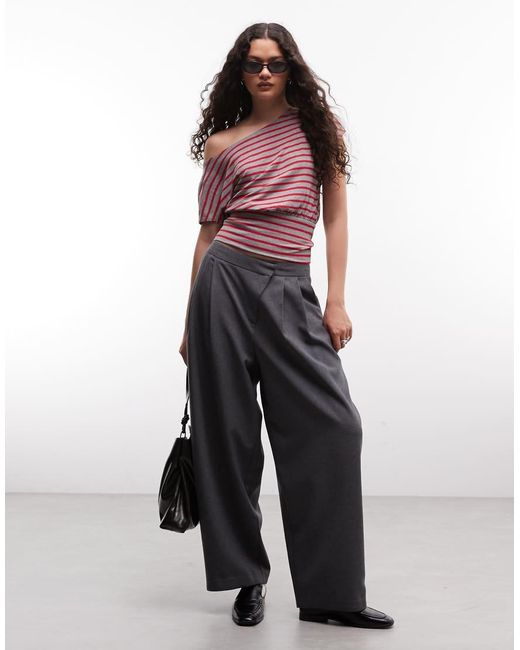 Collusion Red Off The Shoulder Top With Cinched Waist