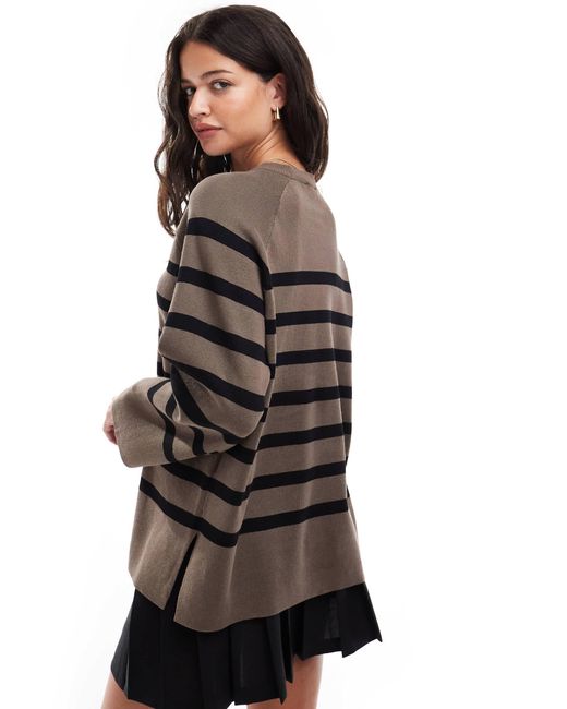 Object Black Oversized Knitted Stripe Jumper