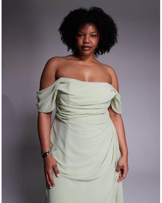 ASOS Multicolor Asos Design Curve Georgette Bardot Bridesmaids Dress