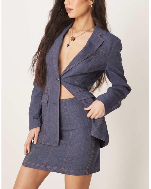 ASOS Blue Tailored Denim Look Skirt Co-ord