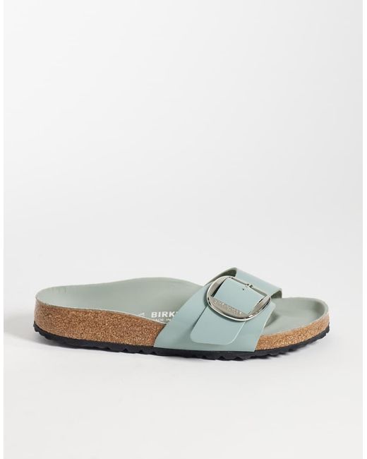Birkenstock Gray Madrid Big Buckle Patent Leather Sandals