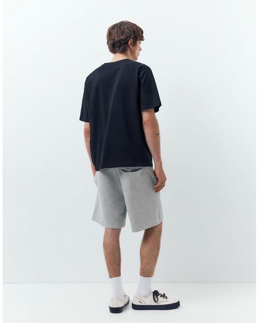 Pull&Bear Gray Piqué Jogger Bermuda Shorts for men