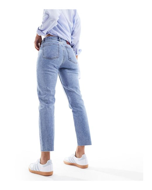 Emily - jeans dritti lavaggio chiaro a vita alta di ONLY in Blue