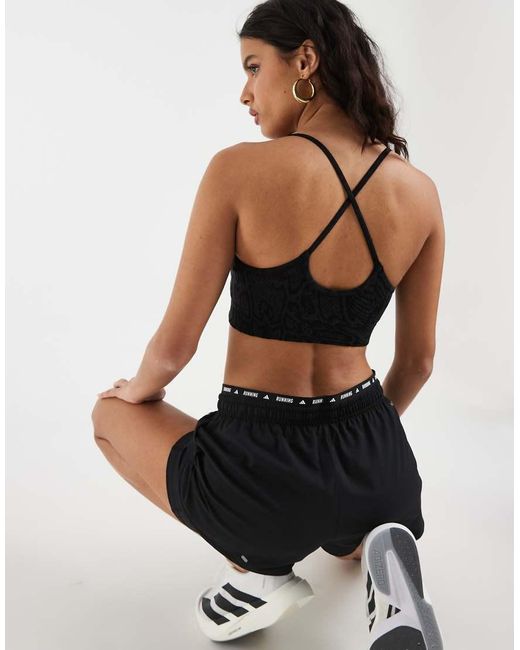 Adidas Originals Black Adidas Training Knitted Light Support Sports Bra