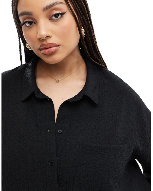 Noisy may chemises - chemise oversize d'ensemble en tissu texturé Noisy May en coloris Black