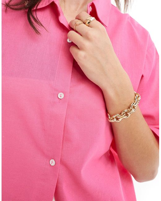 esmé studios Pink Esmee Linen Oversized Short Sleeve Beach Shirt Co-ord