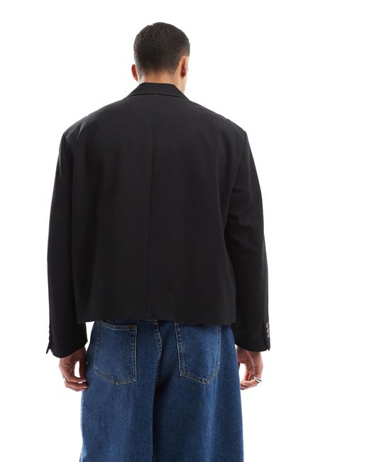 Pull&Bear Black Boxy Relaxed Tailored Blazer for men