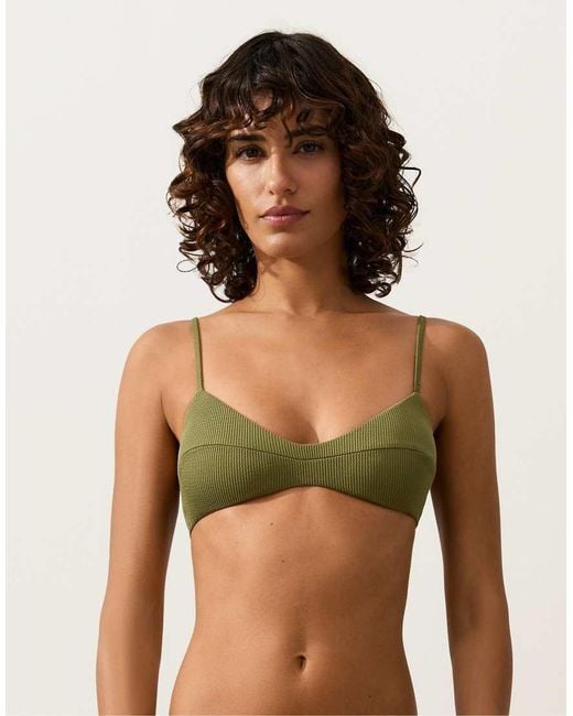 Oysho Green Rib Bikini Top