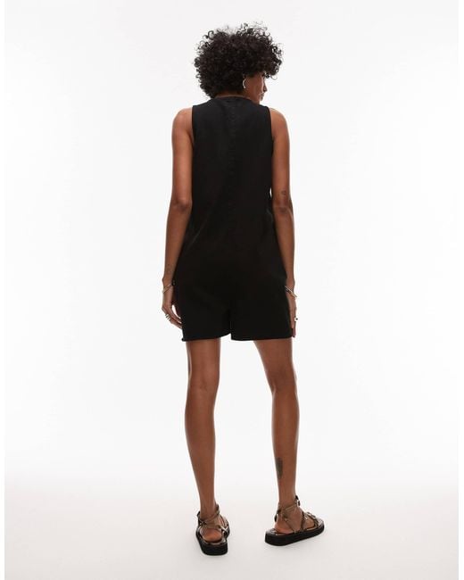 TOPSHOP Black Twill Romper