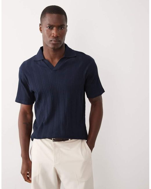 ASOS Blue Slim Fit Notch Polo for men