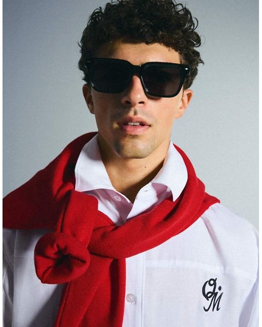 Bershka White Long Sleeve Print Shirt for men