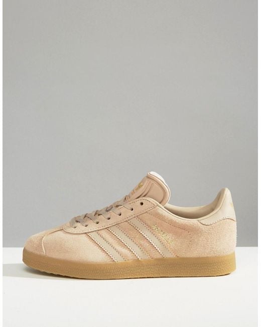 adidas Originals Originals Beige Gazelle Sneakers With Gum Sole in Brown |  Lyst