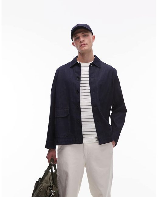 Giacca Di Jeans Taglio Comodo Scuro Slavato Con Tasca Sul Petto Con Cuciture Profilate di ARKET in Blue da Uomo