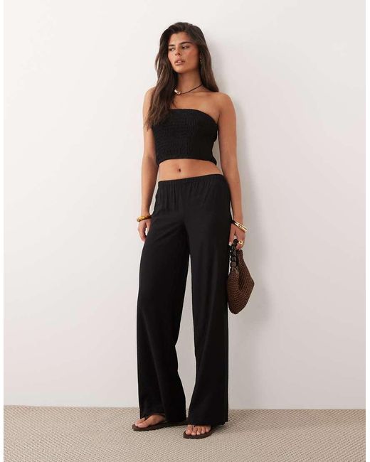 The Frolic Black Exclusive Elasticated Waist Wide Leg Pants