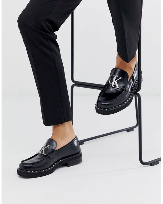 Calvin Klein Black Norwood Chunky Logo Loafers for men