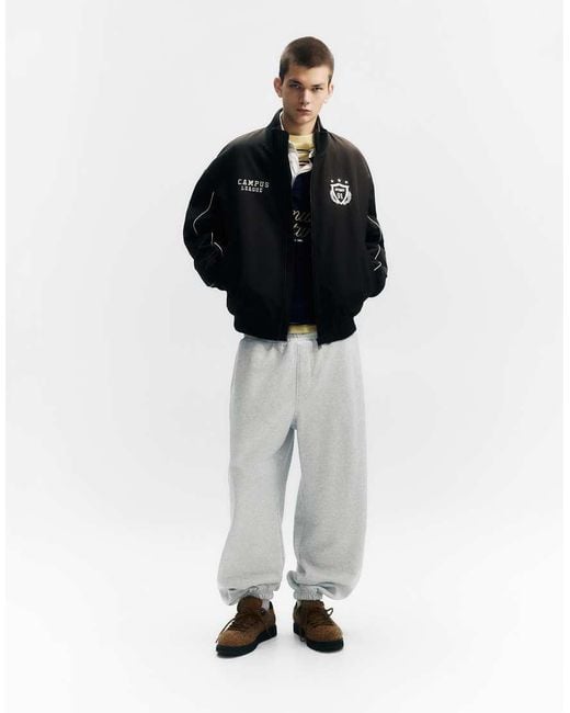Pull&Bear Black Stwd Community Sweatpants for men