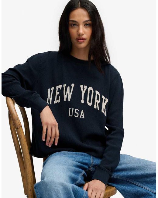 Superdry Blue Athletic Essential Graphic Long Sleeve Top