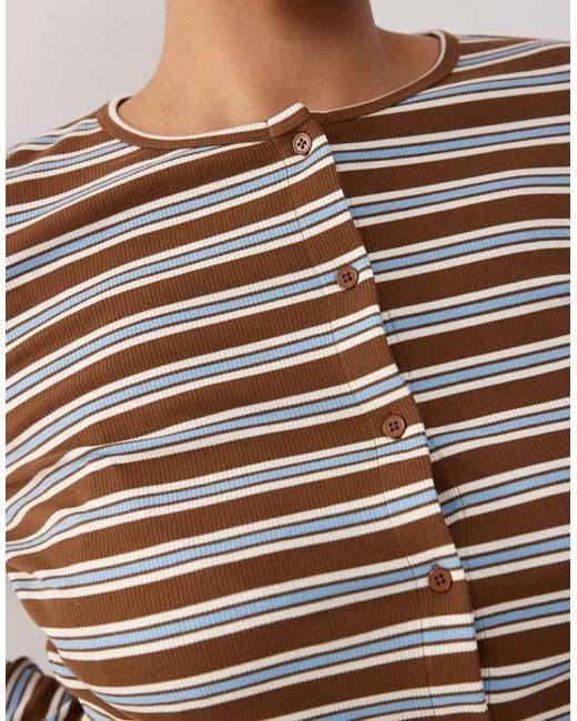 Collusion Brown Plus Ribbed Cardigan