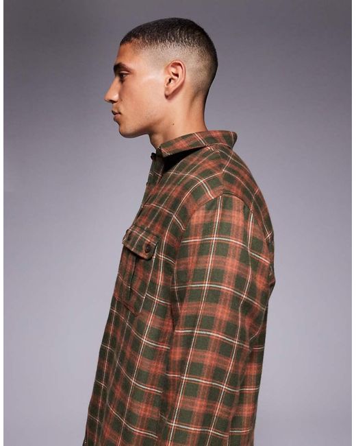 ASOS Blue Relaxed Check Shirt With Patch Pocket for men