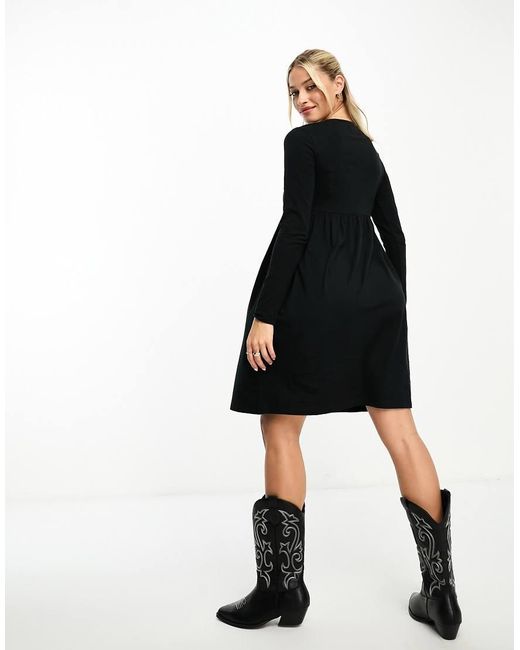 Mama.licious Black Mamalicious Maternity Long Sleeve Jersey Midi Dress