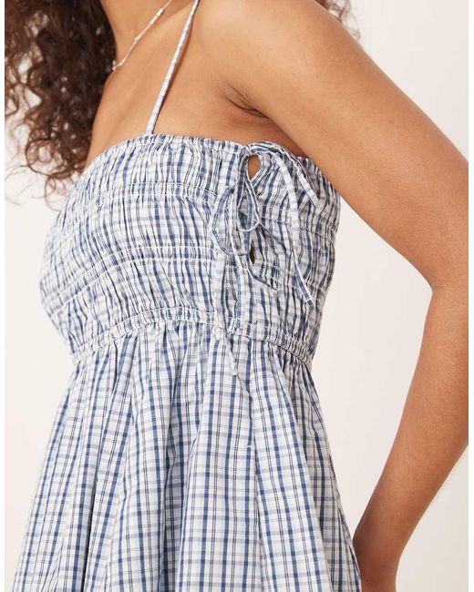 Abercrombie & Fitch Natural Babydoll Smocked Mini Dress
