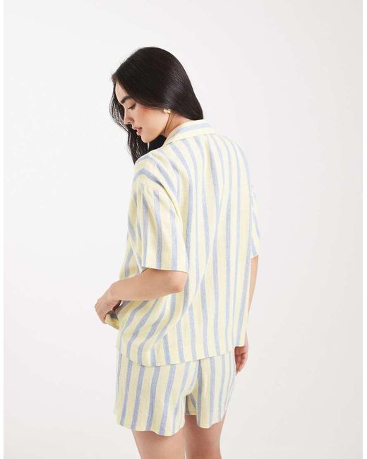 ASOS Natural Linen Blend Short Sleeve Co-ord Shirt