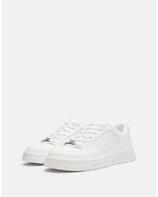 Pull&Bear White Basic Trainers for men